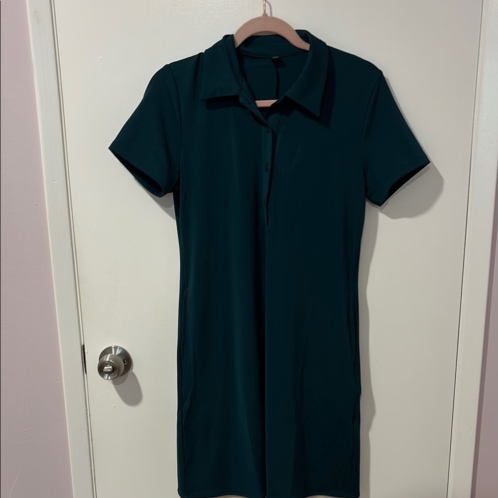 Uniqlo: Dark Teal Short Sleeve Polo Dress